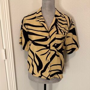 Rachel Zoe Zebra Print Button-Up Shirt | S